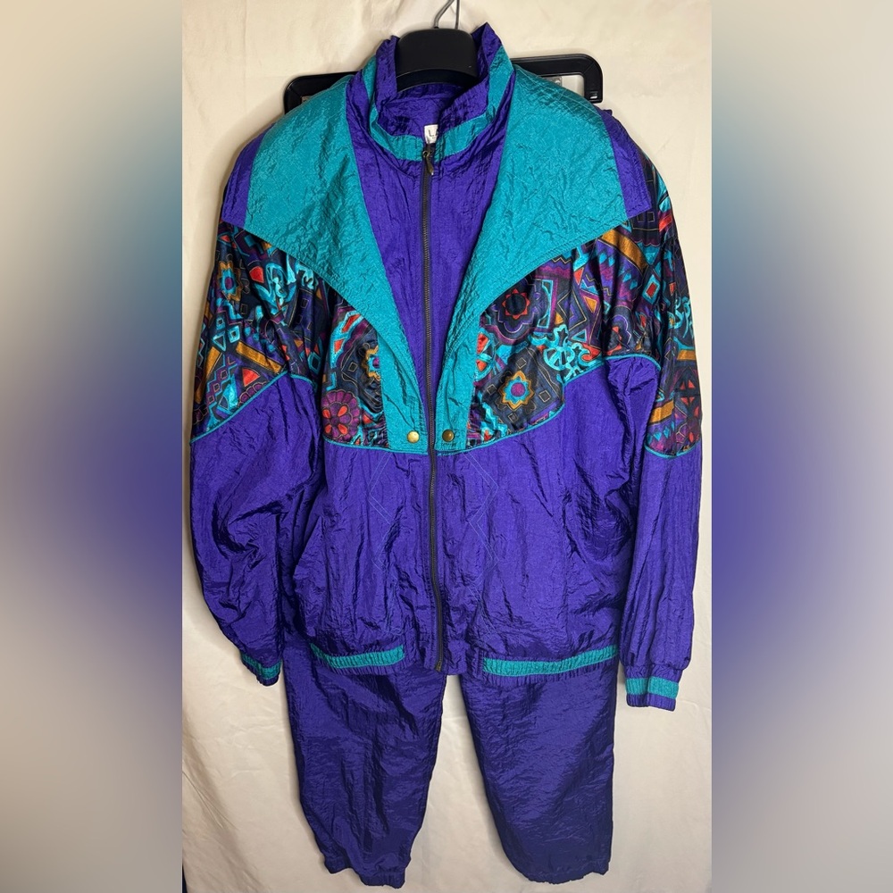 Vintage LAVON Sweatsuit Bright Color-block  Size Large